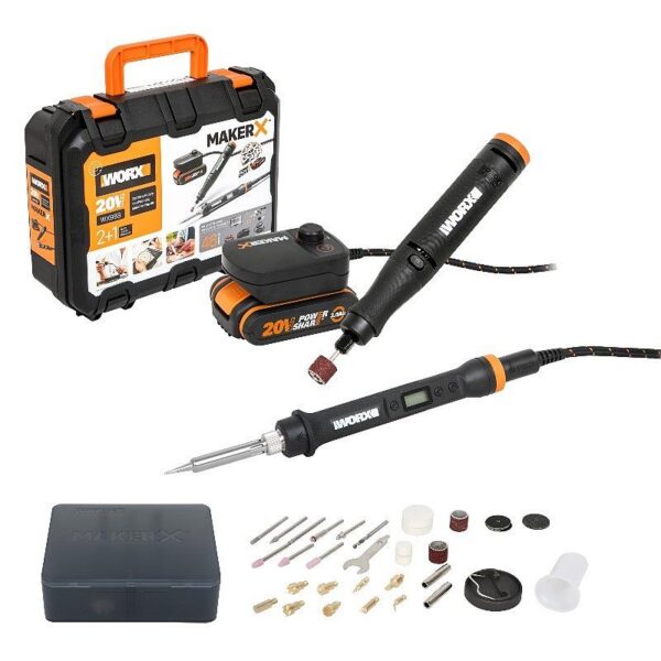 WORX MAKER X 2-in-1 Rotary Tool WX739.9 and Soldering Iron WX744.9 Kit